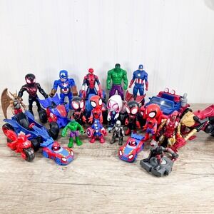 Spider-man Marvel Spidey and His Amazing Friends Lot of 25pcs Figures & Vehicles